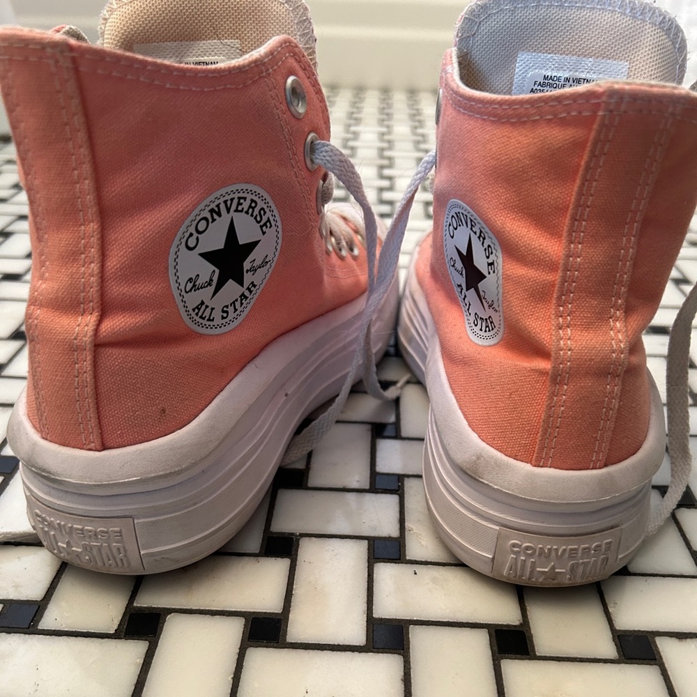 Converse Pink and White High-Top Sneakers - Picture 3 of 5
